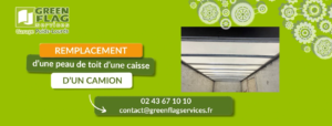 Remplacement d'une peau de toit en polyester du caisson d'un camion par Green Flag Services